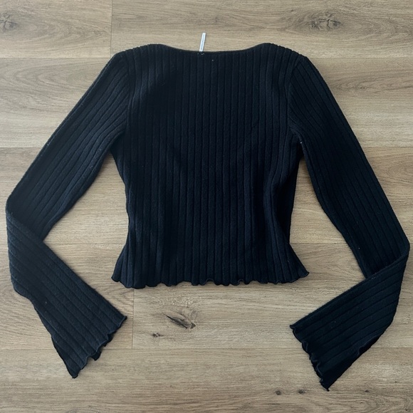 Out From Under,Urban Outfitters Black Ribbed Wrap Crop Top - Size: Small- NWOT - Picture 7 of 7